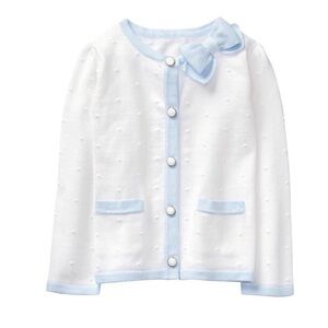 Janie and Jack Dot Blue Cardigan from “All Abloom” Collection Sweater with Bow